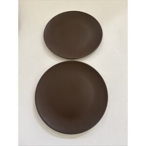 Set of 2 IKEA OF SWEDEN Cocoa Brown Matte 10.25” Dinner Plates Ceramic 12011